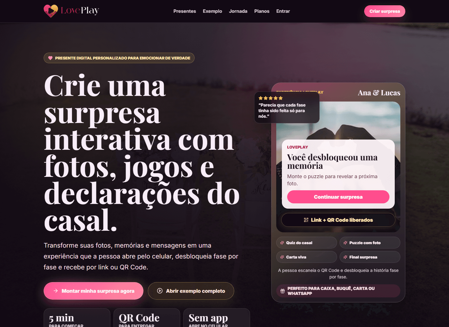 Prévia do projeto LovePlay Experience